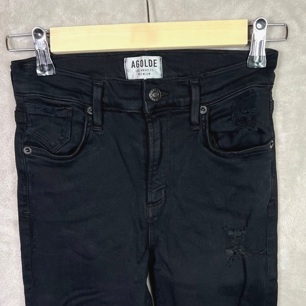 Agolde Jeans Womens 25 Black Distressed Skinny Cotton Blend Made USA A003F-588